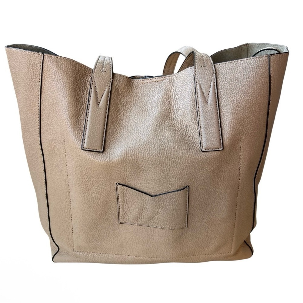 Michael Kors Junie Tote Large Pebbled Leather Bag Butternut Beige Neutral Purse